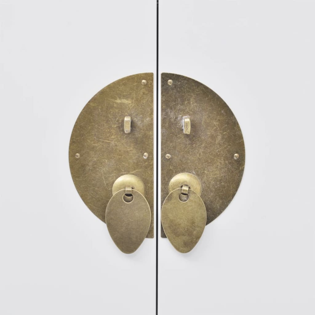 skænk kinesisk stil massivt træ hvid