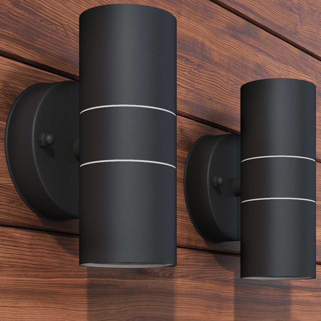 udendørs LED væglamper 2 stk. rustfrit stål op/nedadvendt