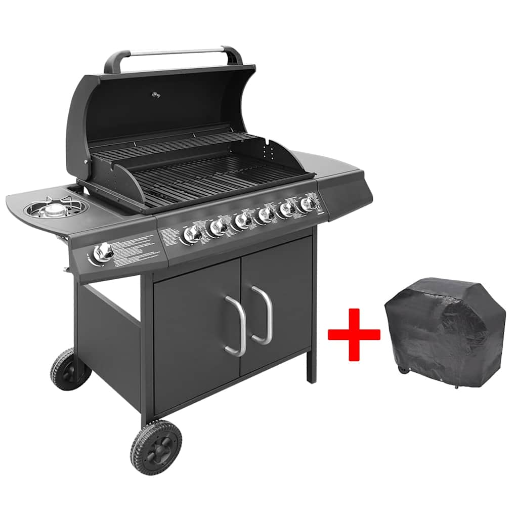 gasgrill 6 + 1 grillzoner sort