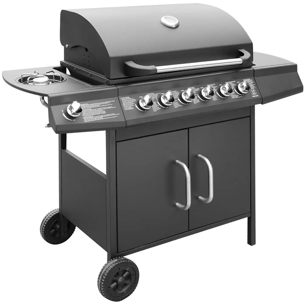 gasgrill 6 + 1 grillzoner sort
