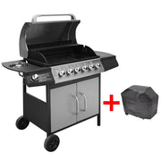 gasgrill 6 + 1 grillzoner sort og sølvfarvet
