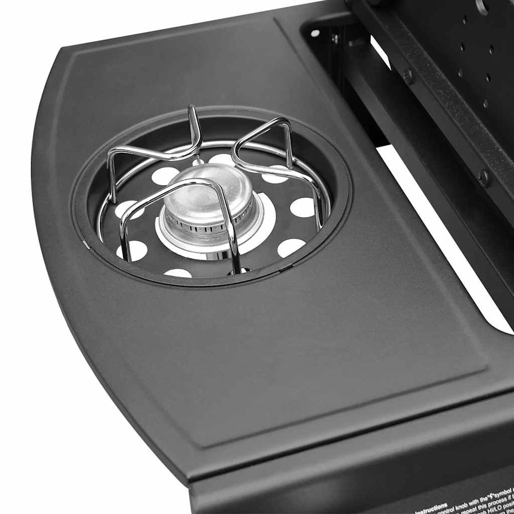 gasgrill 6 + 1 grillzoner sort og sølvfarvet