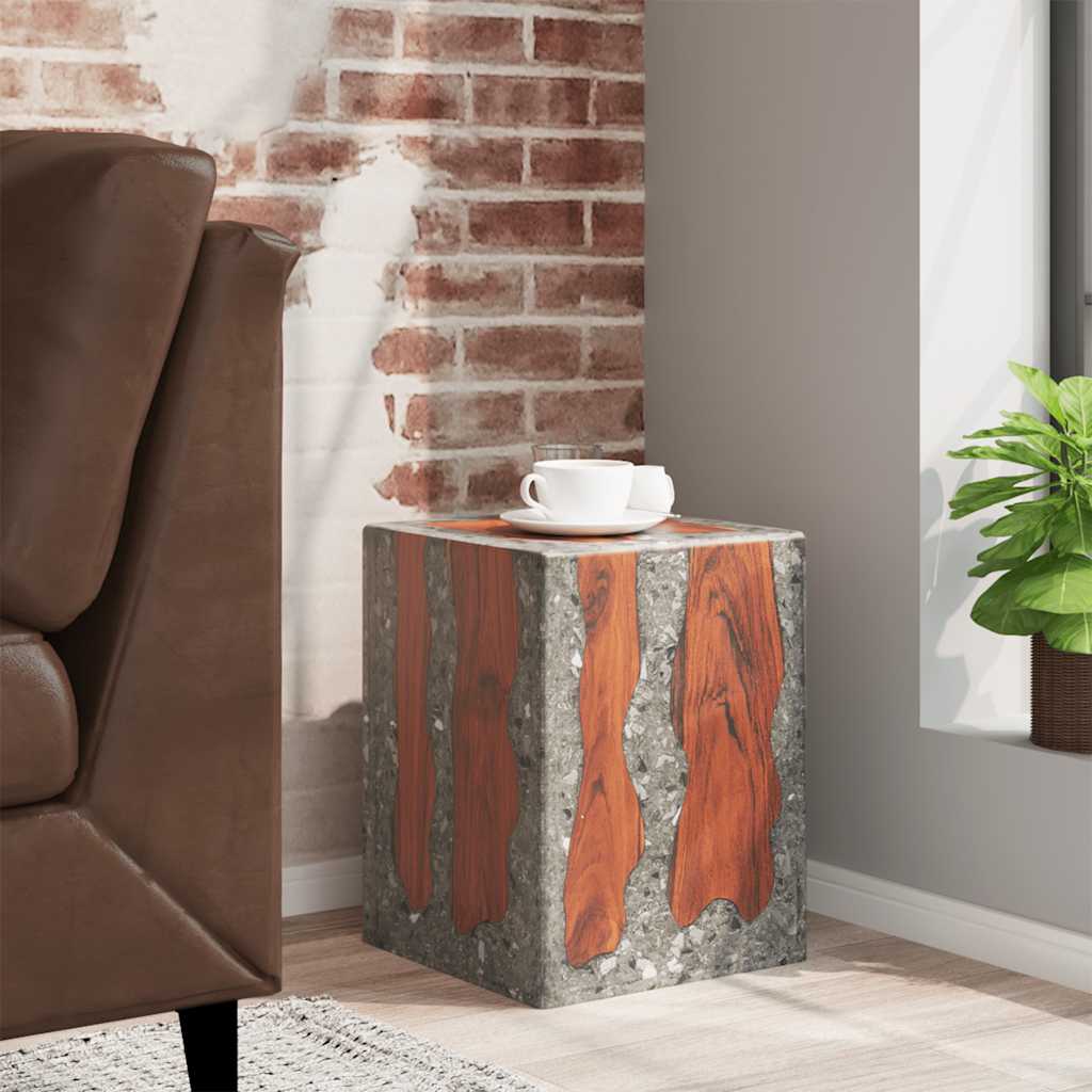 taburet massivt teaktræ og resin