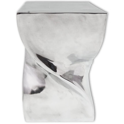 taburet/sidebord snoet form aluminium sølvfarvet