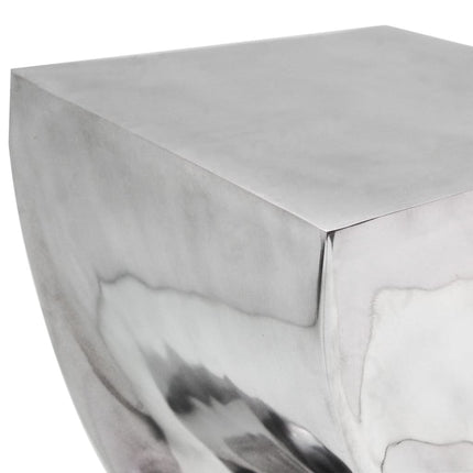 taburet/sidebord snoet form aluminium sølvfarvet