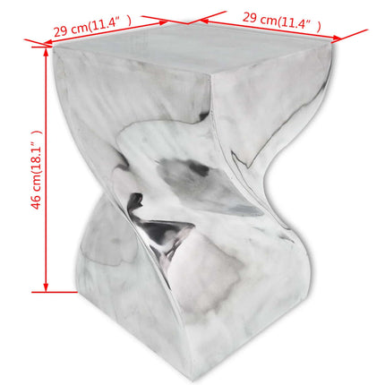 taburet/sidebord snoet form aluminium sølvfarvet