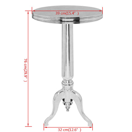 sidebord rundt aluminium sølvfarvet