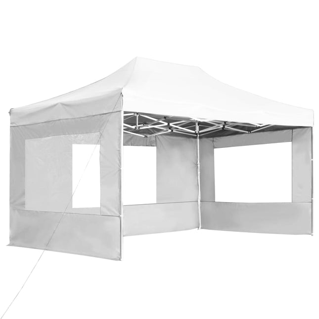 foldbart festtelt med vægge aluminium 4,5 x 3 m hvid