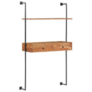 vægmonteret skrivebord massivt akacietræ 90 x 40 x 170 cm