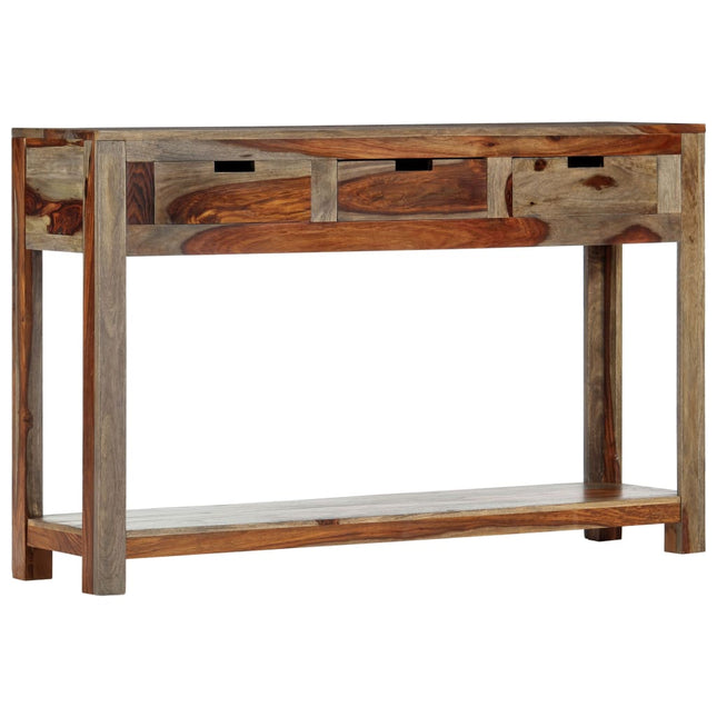 konsolbord med 3 skuffer 120x30x75 cm massivt akacietræ