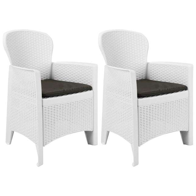 havestole 2 stk. med hynde plastik rattanlook hvid