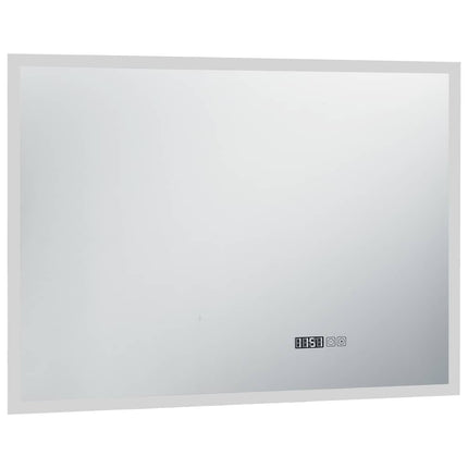 LED-spejl med berøringssensor og tidsdisplay 100x60 cm
