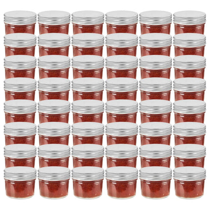 syltetøjsglas 48 stk. med sølvfarvet låg 110 ml
