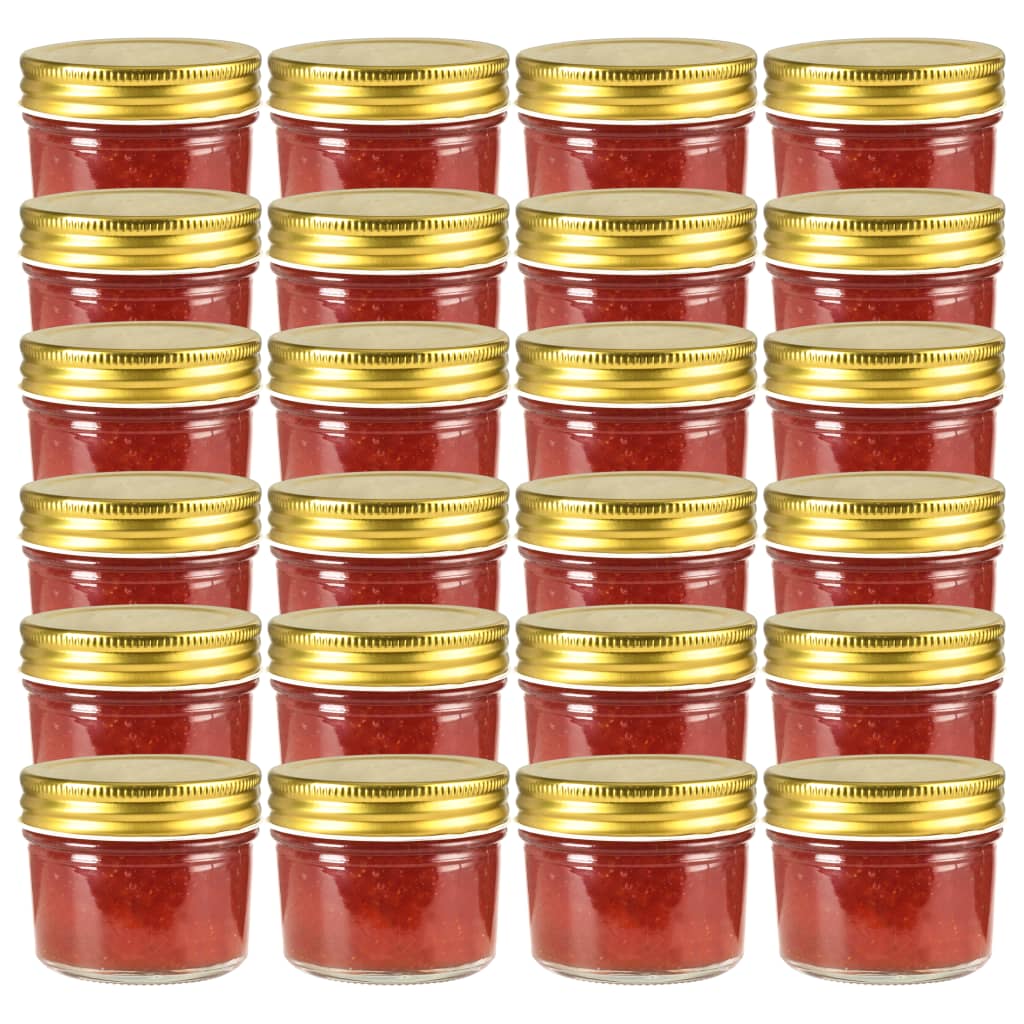 syltetøjsglas 24 stk. med guldfarvet låg 110 ml