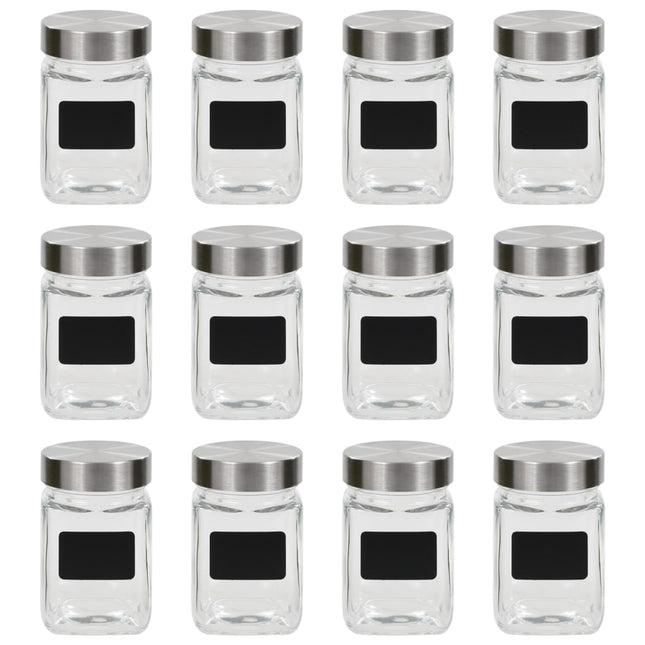 opbevaringsglas med etiket 12 stk. 300 ml