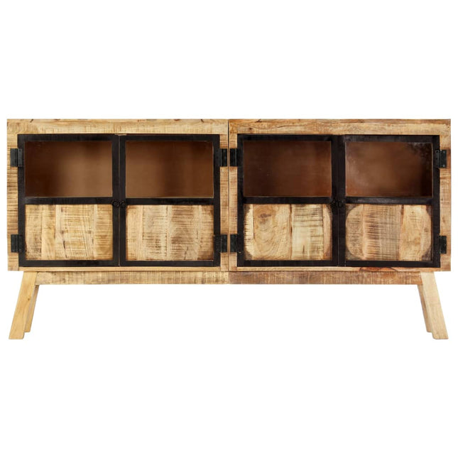 skænk 160 x 30 x 80 cm massivt ru mangotræ brun og sort