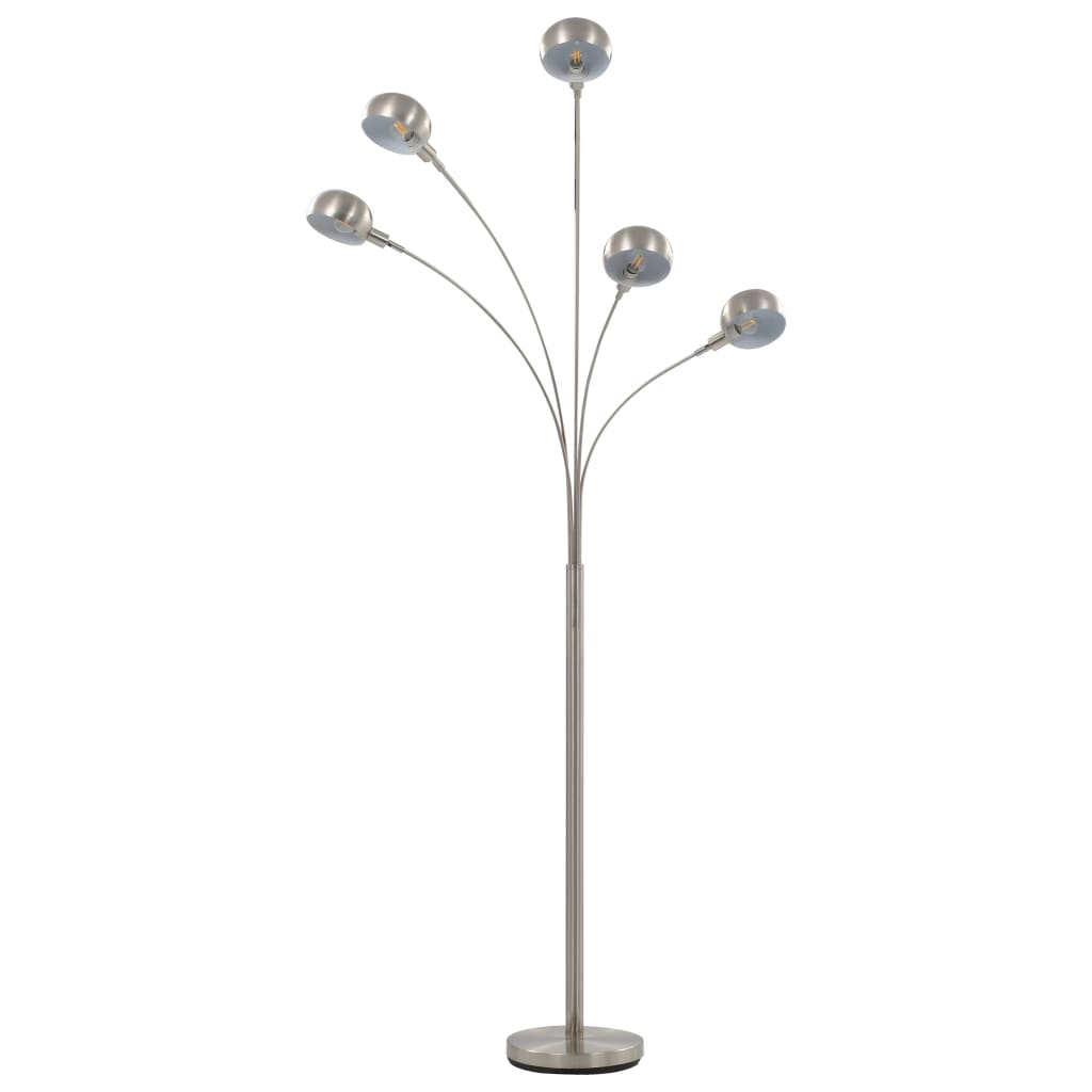 standerlampe 200 cm 5 x E14 sølvfarvet