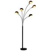 standerlampe 200 cm 5 x E14 sort og guld