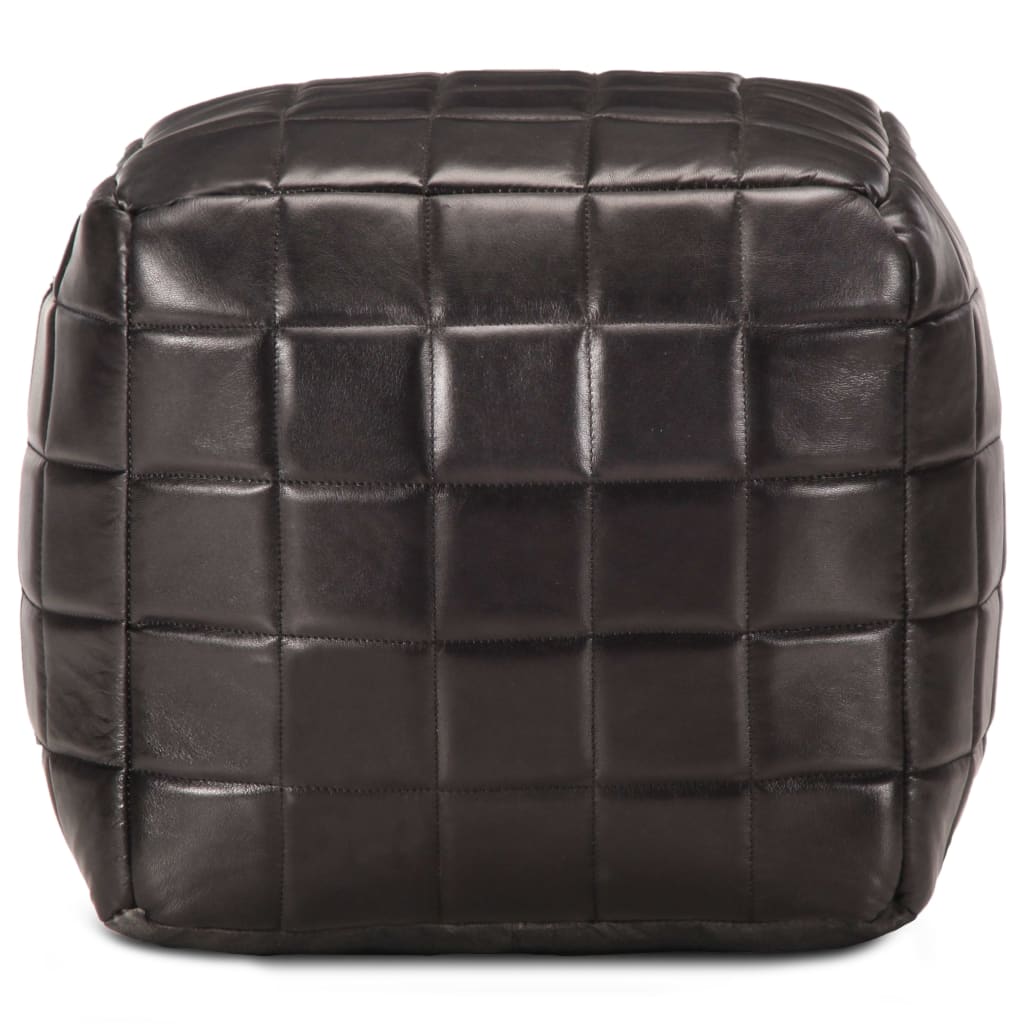 puf 40 x 40 x 40 cm ægte gedeskind sort