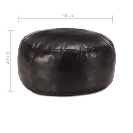 puf 60 x 30 cm ægte gedeskind sort