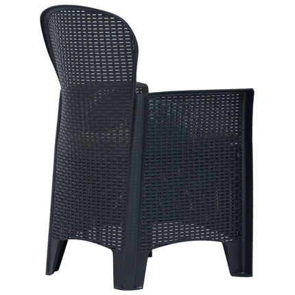 bistrosæt 3 dele plastik rattan-look antracitgrå