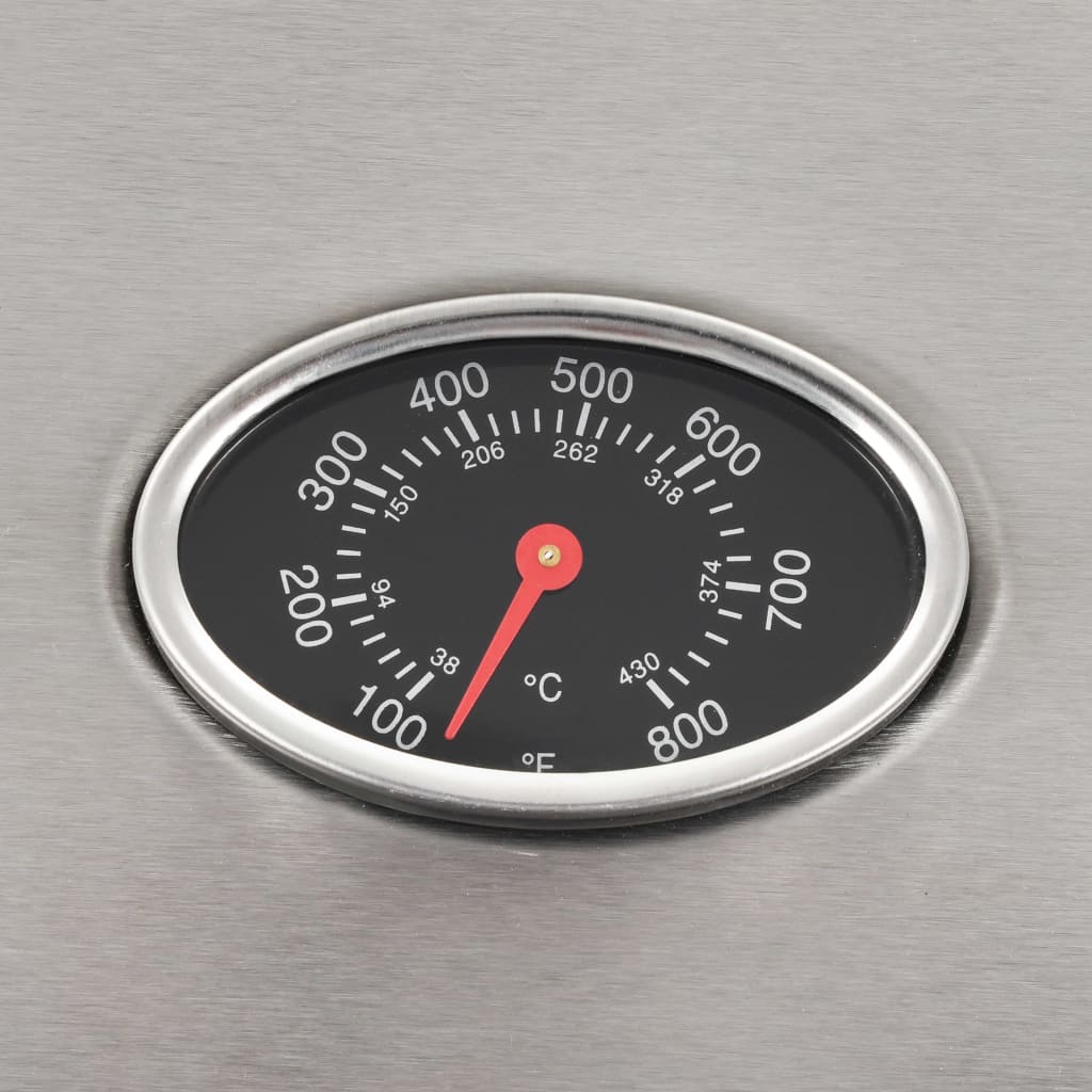 gasgrill med 6 madlavningszoner rustfrit stål sølvfarvet