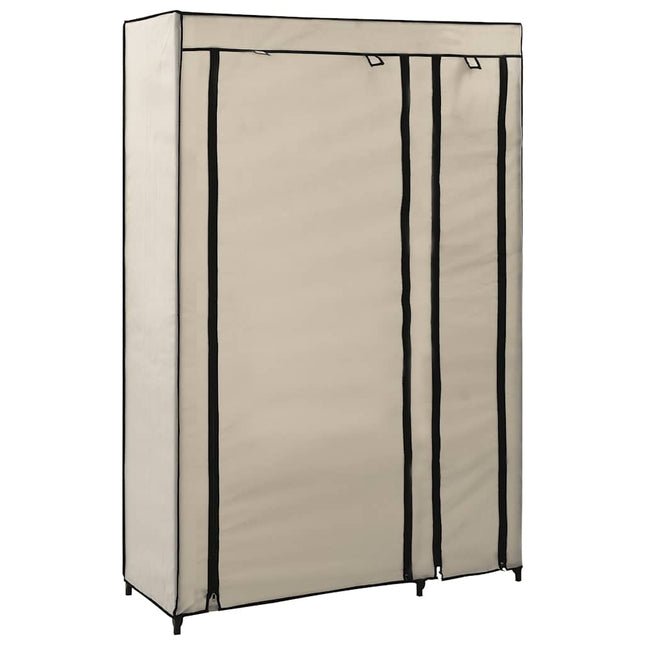 foldbart klædeskab 110 x 45 x 175 cm stof cremefarvet