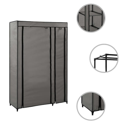 foldbart klædeskab 110 x 45 x 175 cm stof grå