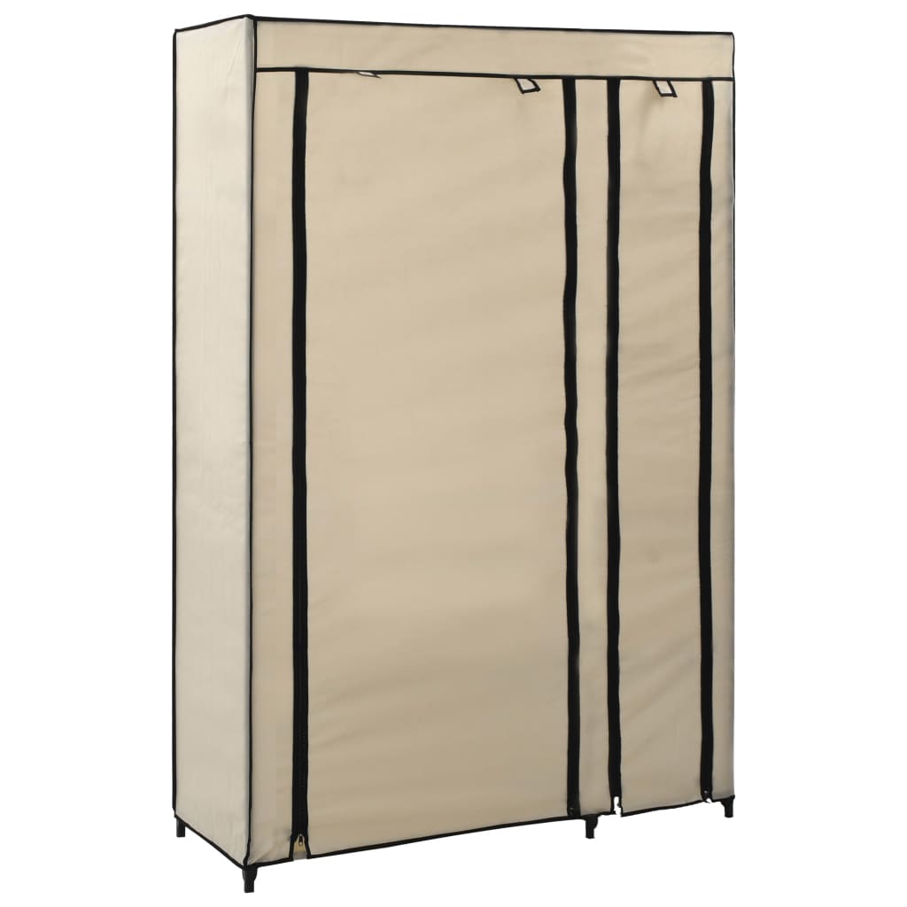 foldbare klædeskabe 2 stk. 110 x 45 x 175 cm stof cremefarvet
