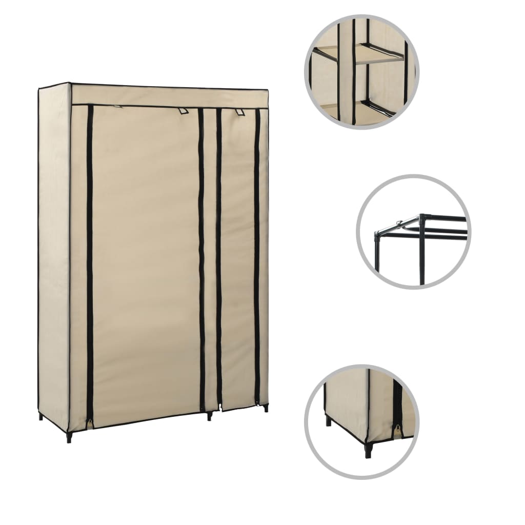 foldbare klædeskabe 2 stk. 110 x 45 x 175 cm stof cremefarvet