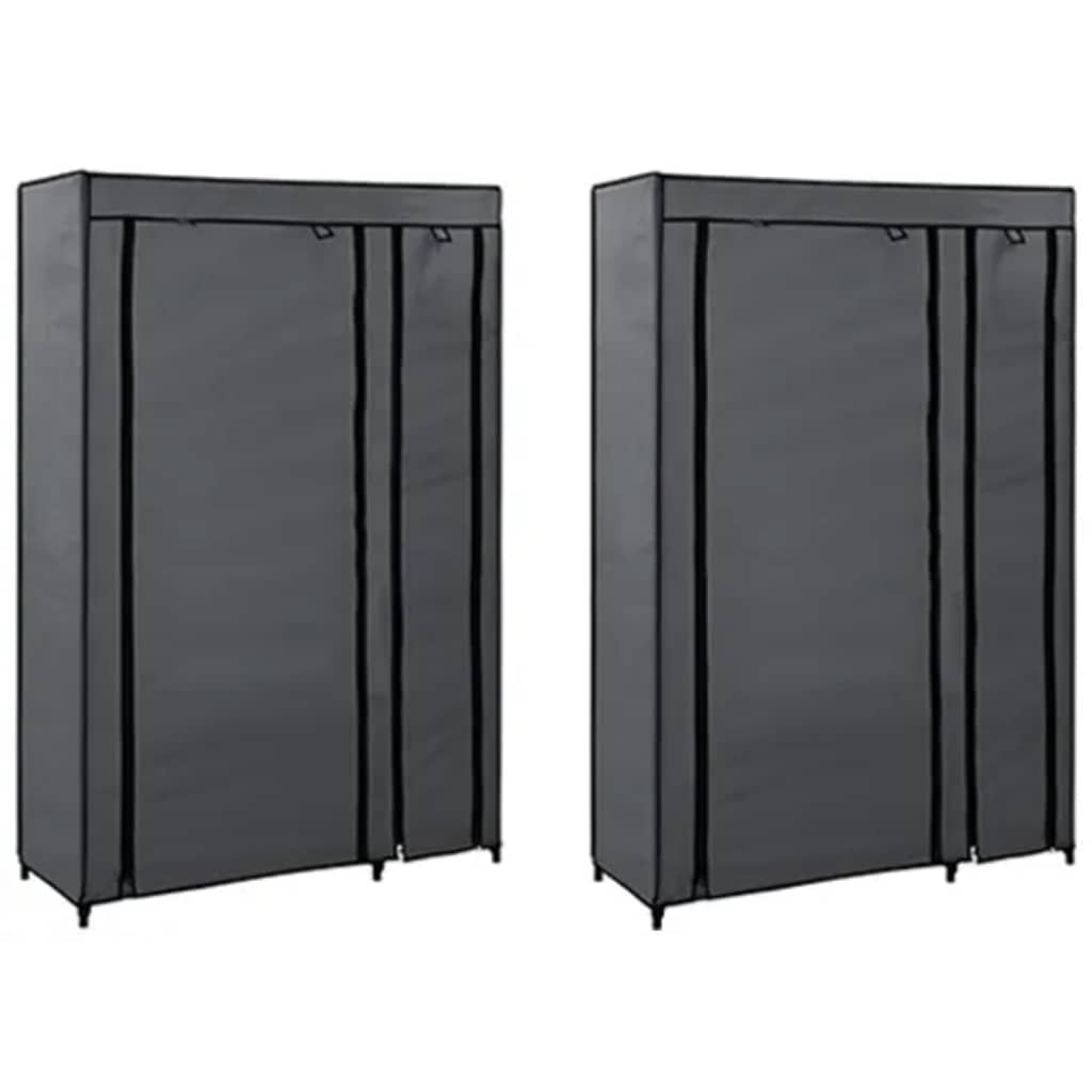 foldbare klædeskabe 2 stk. 110 x 45 x 175 cm stof grå
