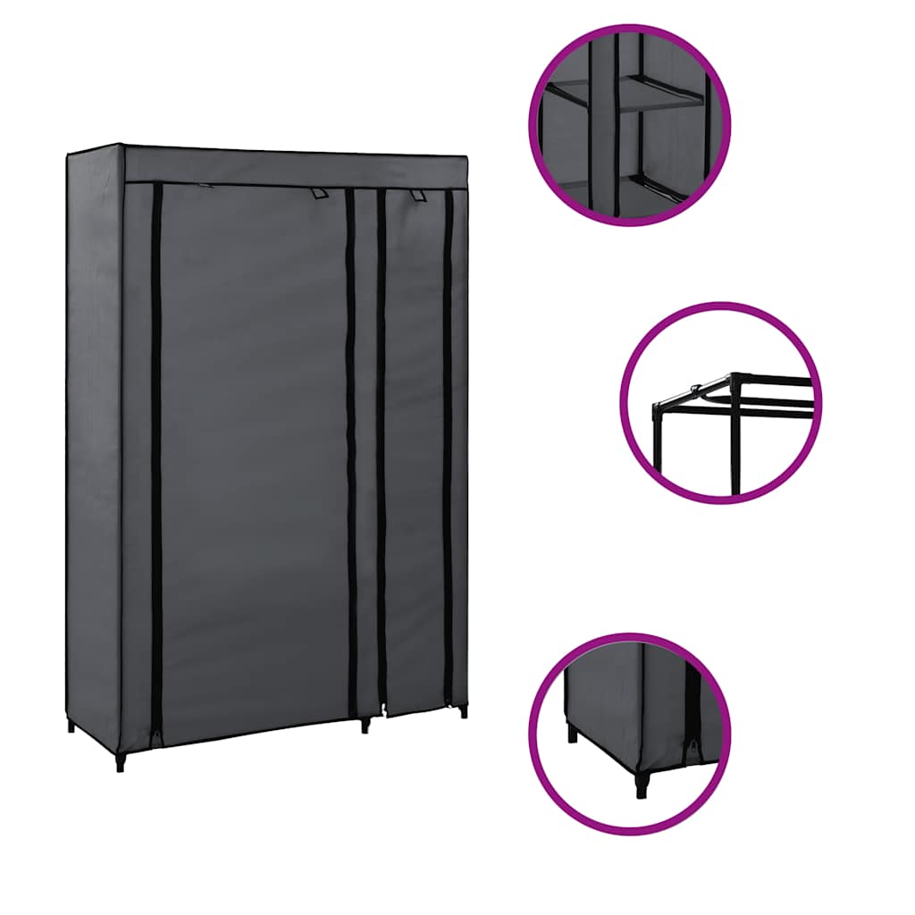 foldbare klædeskabe 2 stk. 110 x 45 x 175 cm stof grå
