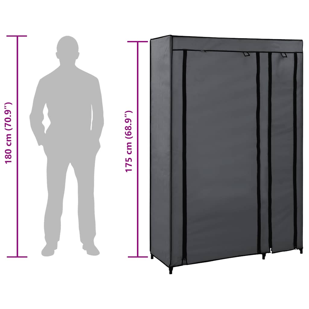 foldbare klædeskabe 2 stk. 110 x 45 x 175 cm stof grå