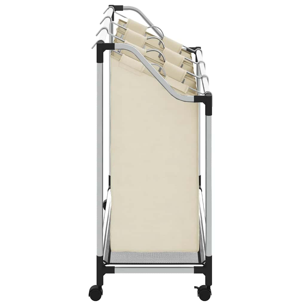 vasketøjskurv med 3 poser stål cremefarvet