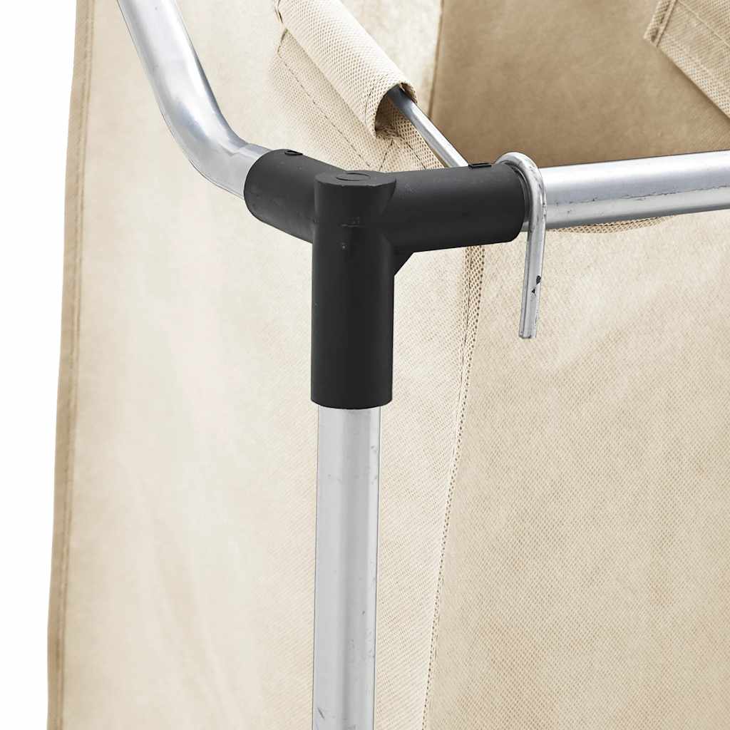 vasketøjskurv med 3 poser stål cremefarvet