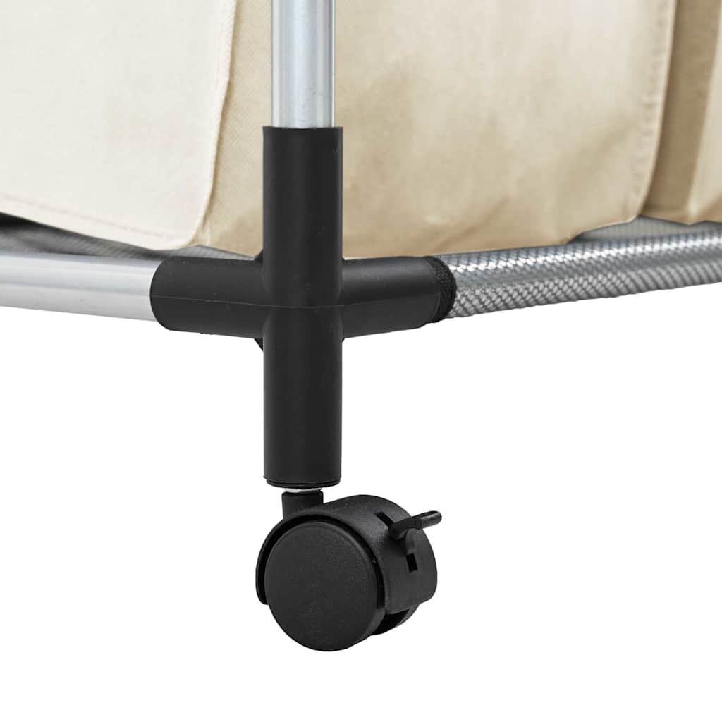 vasketøjskurv med 3 poser stål cremefarvet