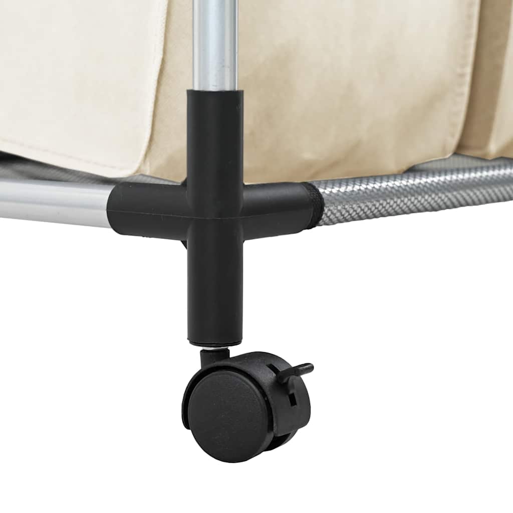 vasketøjskurv med 4 poser stål cremefarvet