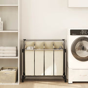 vasketøjskurv med 4 poser stål cremefarvet