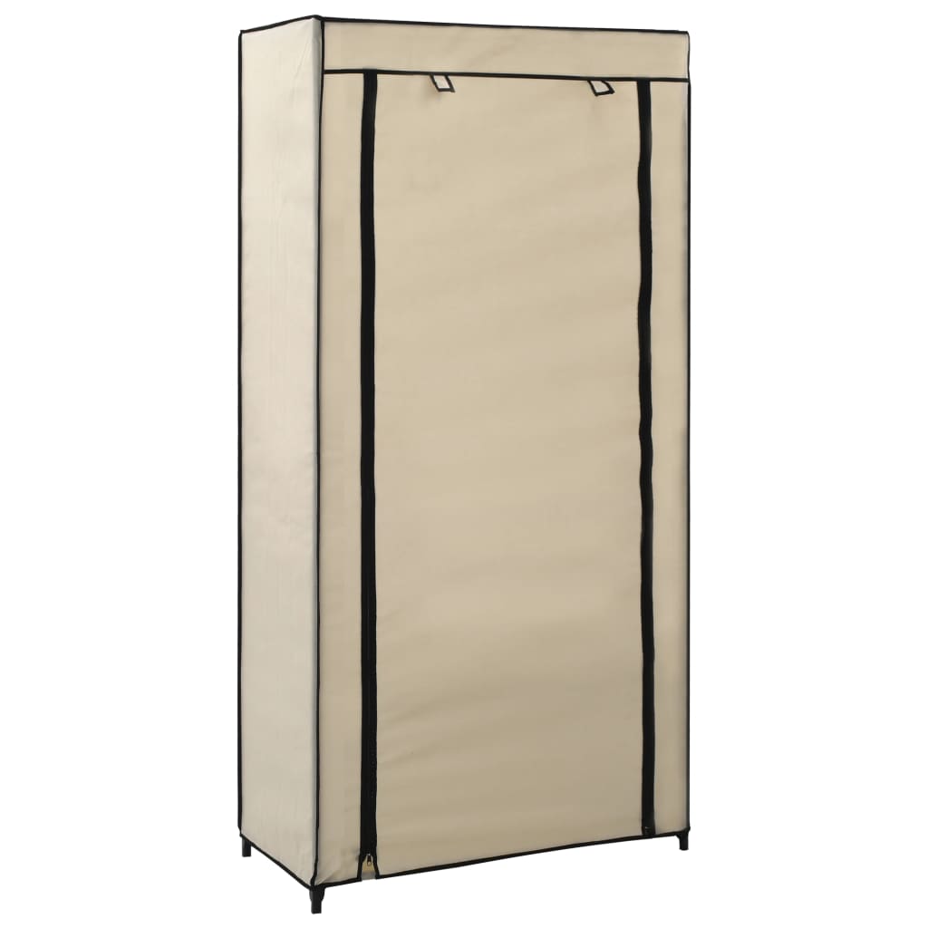 skoskab med overtræk 58x28x106 cm stof cremefarvet