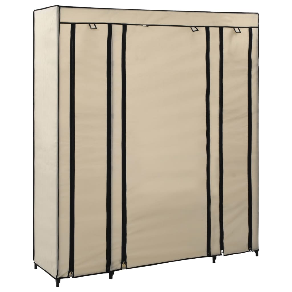 klædeskab med rum og stænger cremefarvet 150 x 45 x 176 cm stof