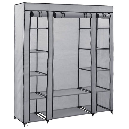 klædeskab med rum og stænger 150 x 45 x 176 cm stof grå