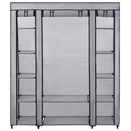 klædeskab med rum og stænger 150 x 45 x 176 cm stof grå