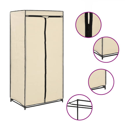 klædeskab 75x50x160 cm cremefarvet