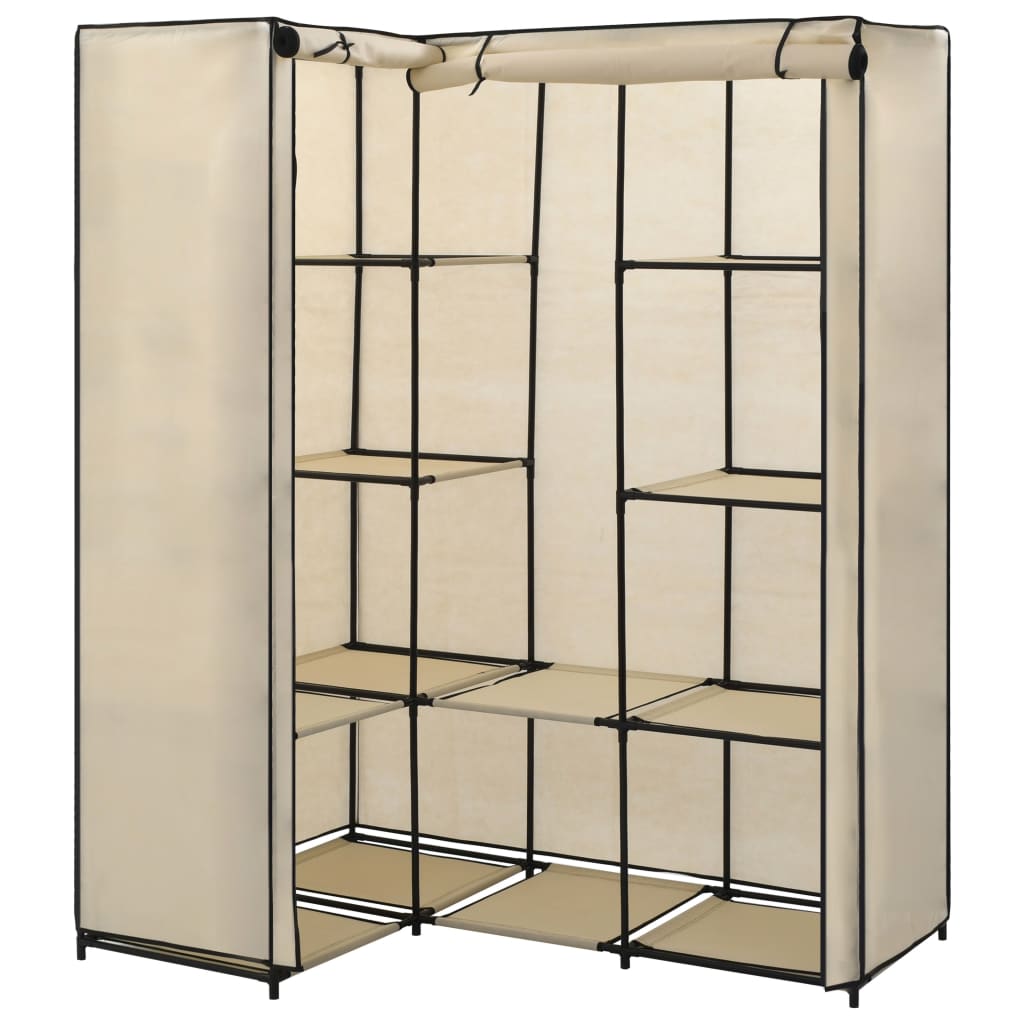 hjørneklædeskab 130x87x169 cm cremefarvet