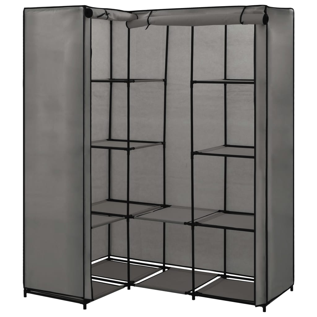 hjørneklædeskab 130 x 87 x 169 cm grå