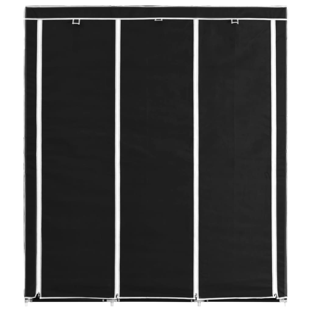klædeskab med rum og tøjstænger 150 x 45 x 175 cm stof sort