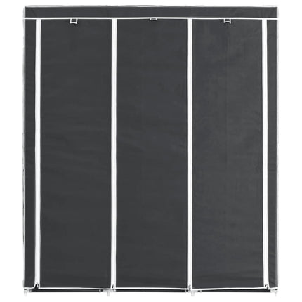 klædeskab med rum og tøjstænger 150 x 45 x 175 cm stof sort