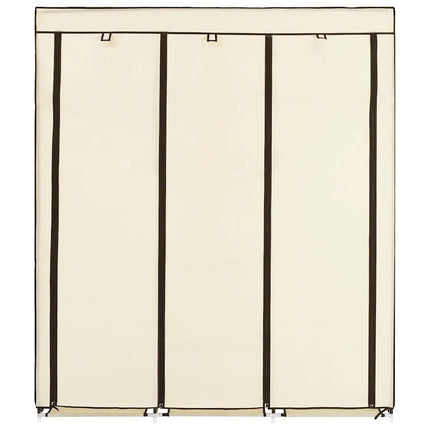 klædeskab med rum og tøjstænger 150 x 45 x 175 cm stof creme