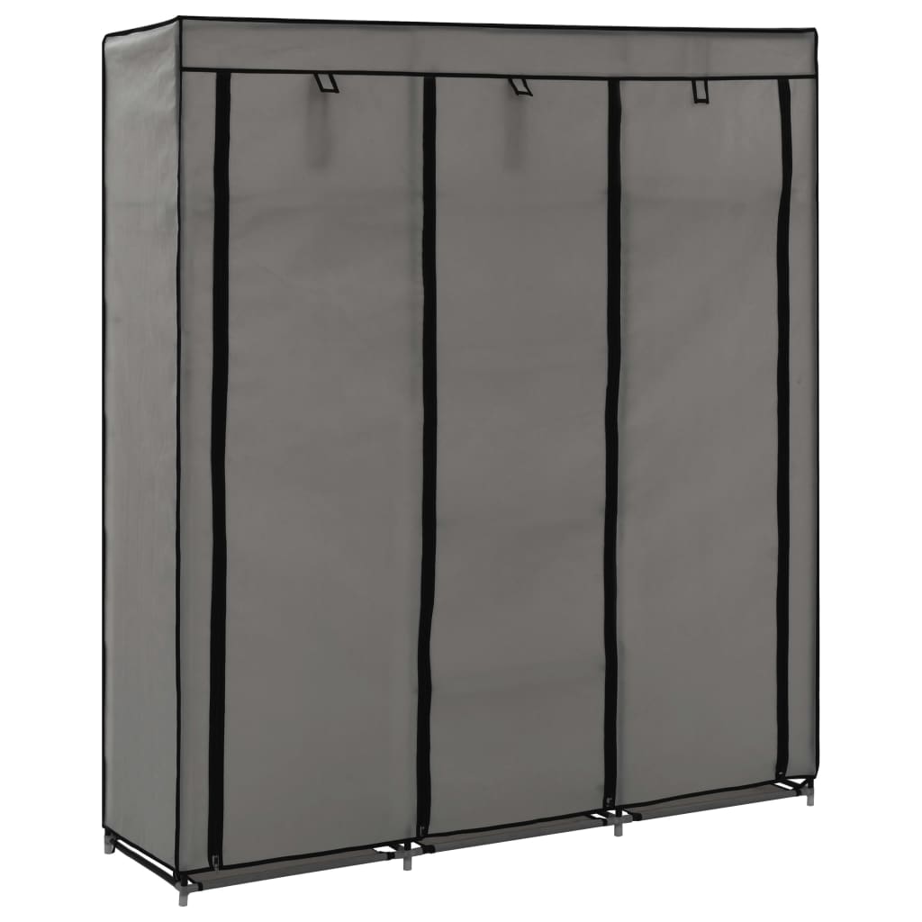klædeskab med rum og tøjstænger 150 x 45 x 175 cm stof grå