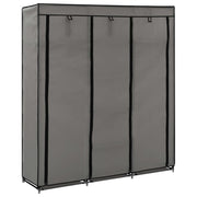 klædeskab med rum og tøjstænger 150 x 45 x 175 cm stof grå